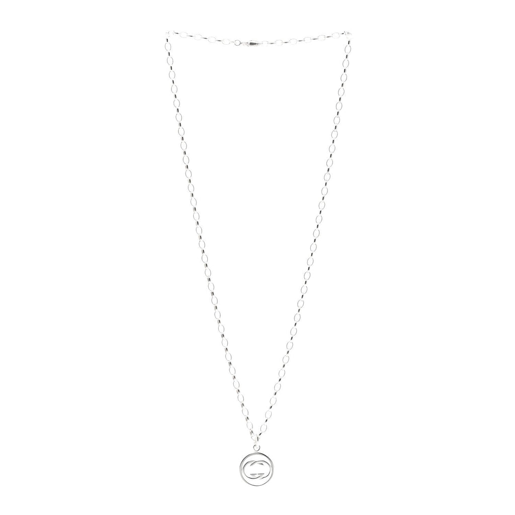 Gucci Sterling Silver Interlocking Circle GG Pendant Necklace