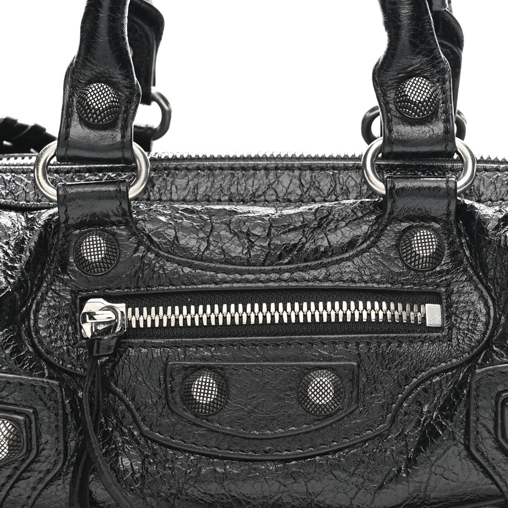 Balenciaga Agneau Arena Mini Le Cagole Duffle Crossbody Bag Black