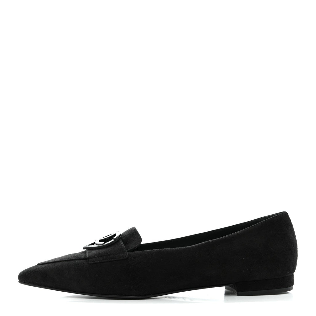 Chanel Suede Heart CC Loafers 40.5 Black