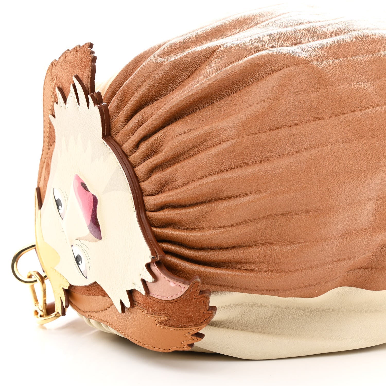 Loewe X HOWLS MOVING CASTLE Lambskin Pleated Heen Bracelet Pouch Shoulder Bag Rust