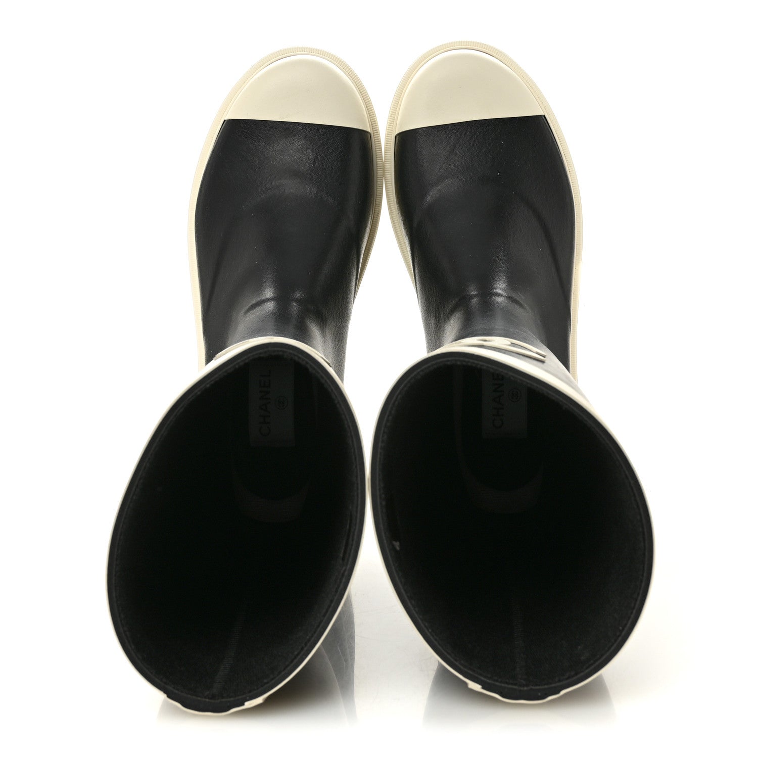 Chanel Caoutchouk CC High Boots 40 Black White
