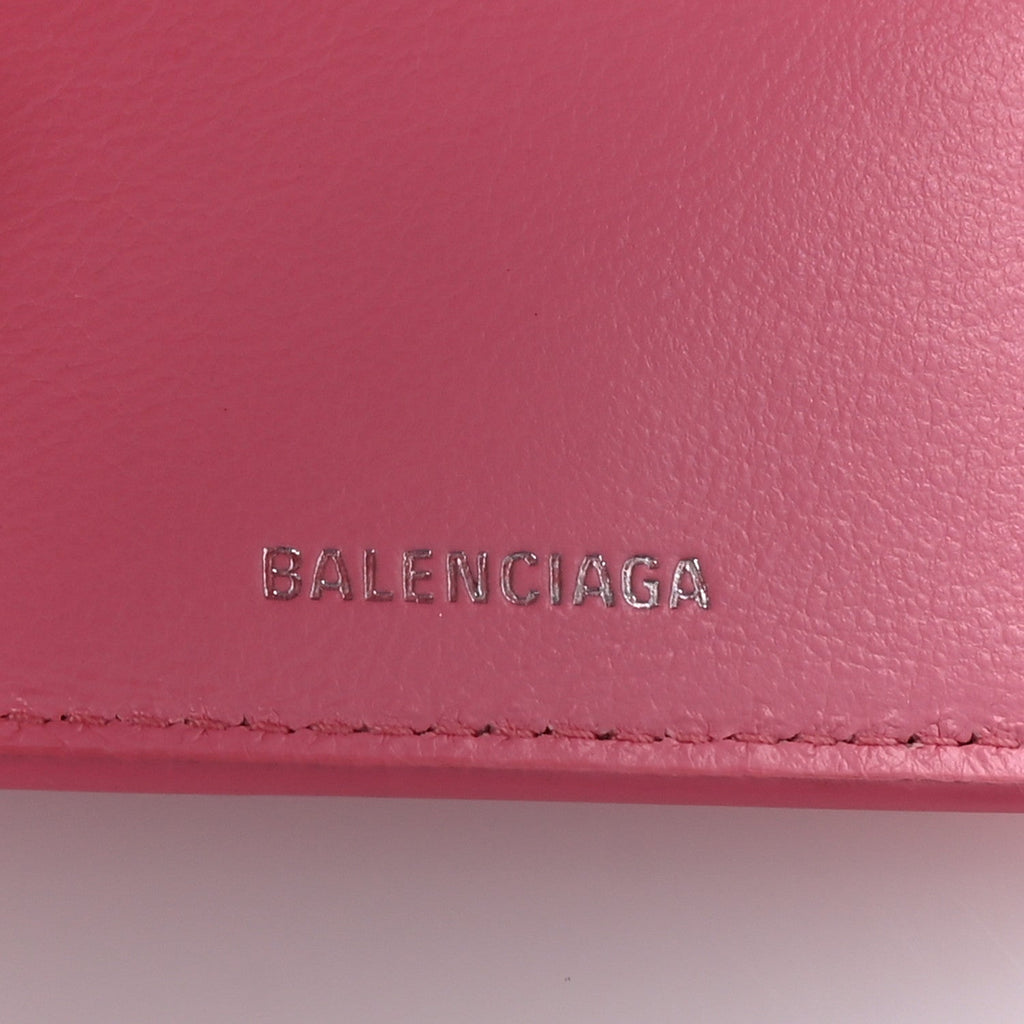 Balenciaga Calfskin Logo Everyday Mini Wallet Pink