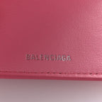 Balenciaga Calfskin Logo Everyday Mini Wallet Pink