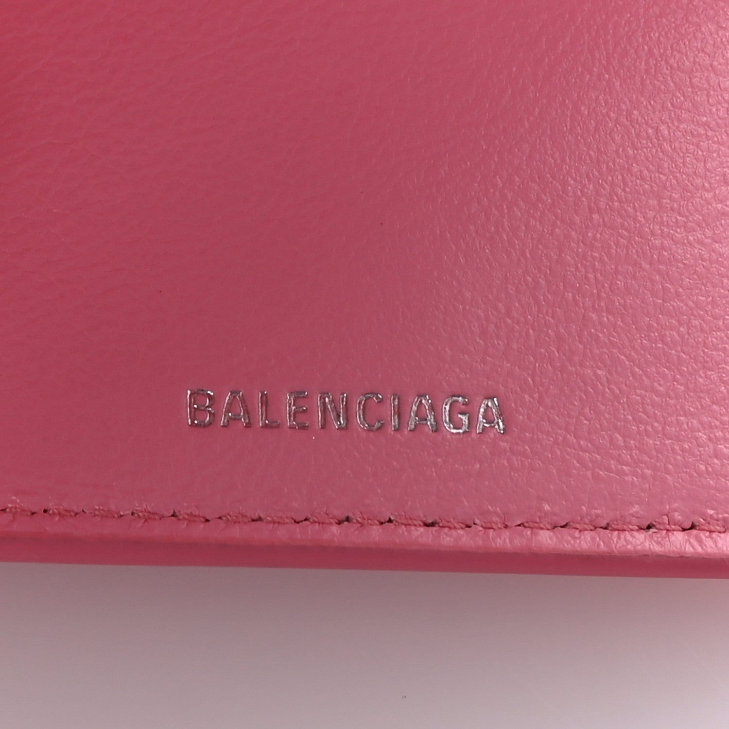 Balenciaga Calfskin Logo Everyday Mini Wallet Pink
