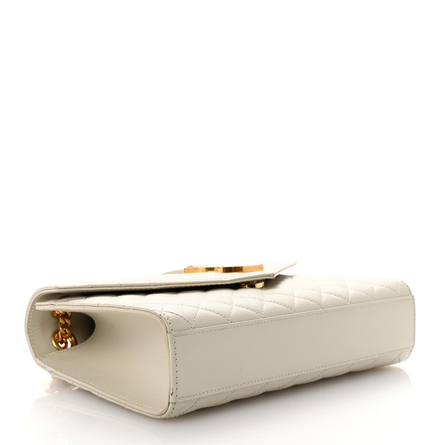 Saint Laurent Grain De Poudre Textured Mixed Matelasse Medium Triquilt Monogram Satchel Crema Soft