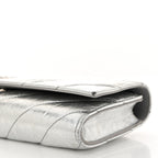 Balenciaga Metallic Calfskin Quilted Crush Wallet On Chain Silver