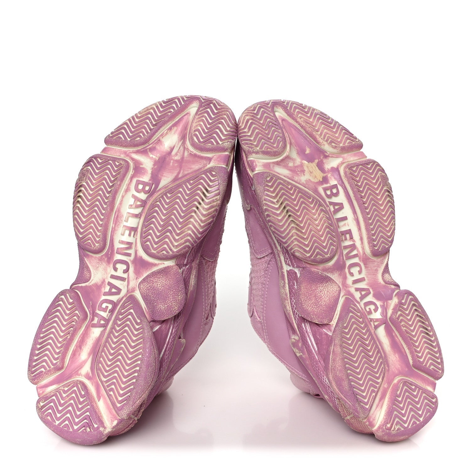 Balenciaga Fabric Mesh Distressed Womens Triple S Sneakers 36 Pink