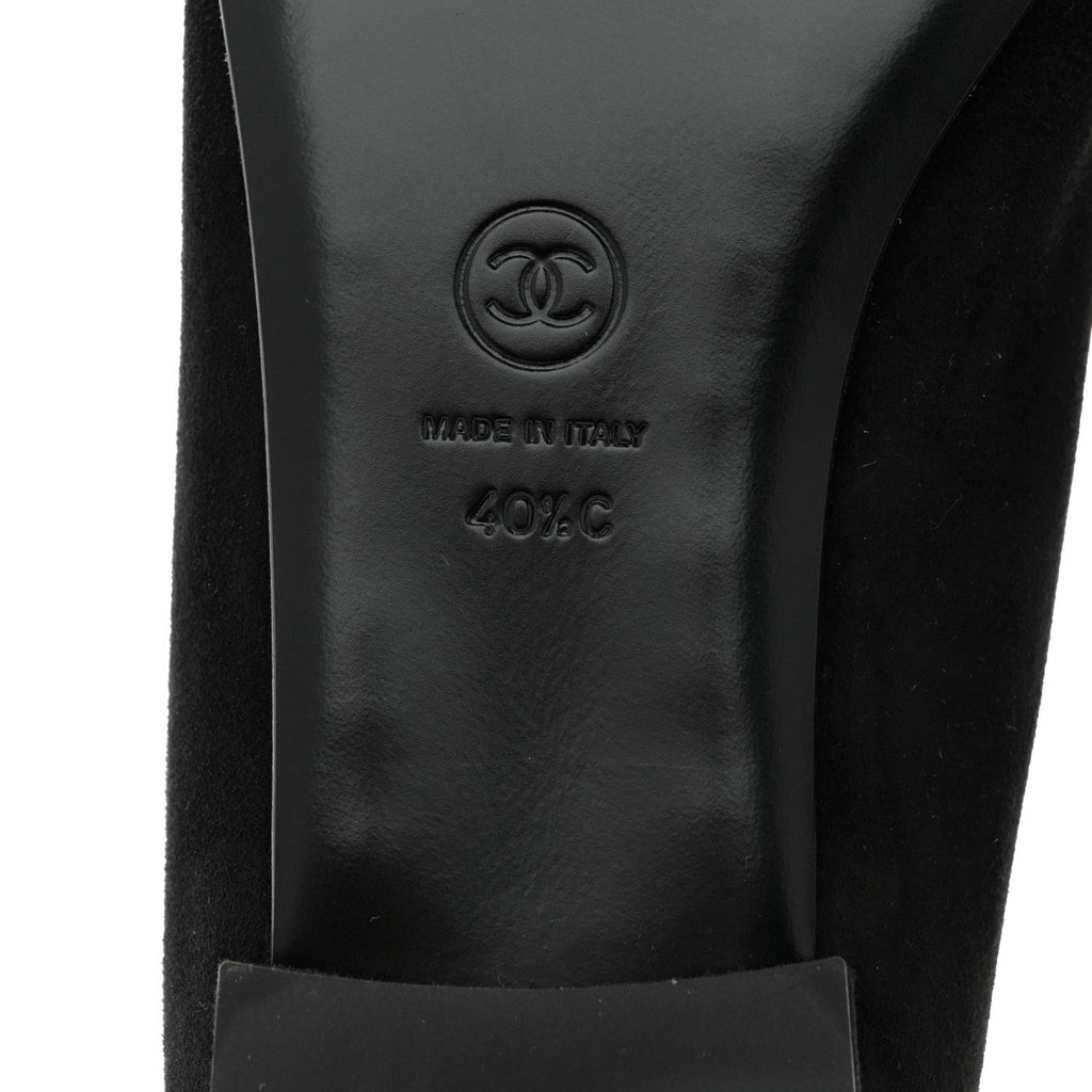 Chanel Suede Heart CC Loafers 40.5 Black