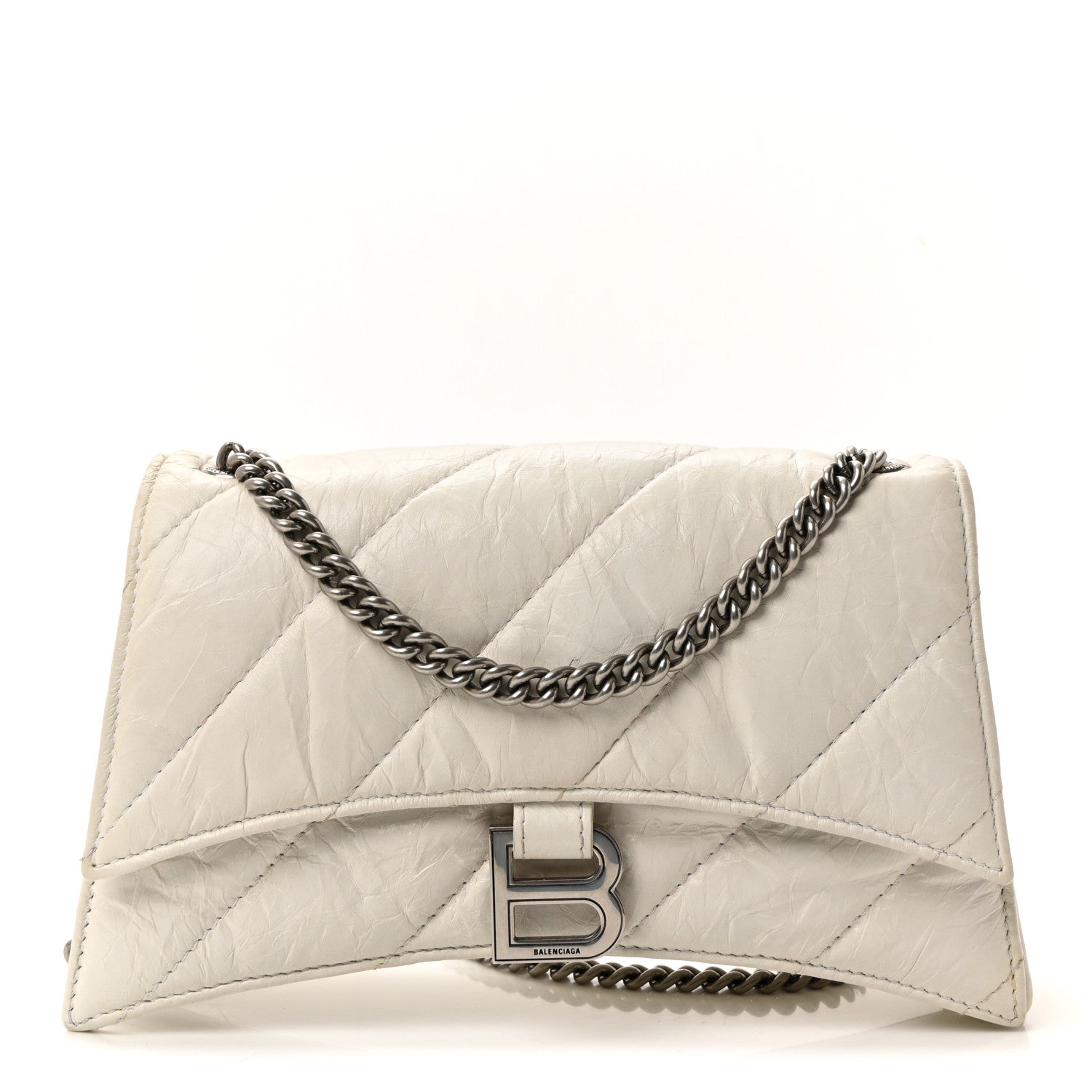Balenciaga Crushed Calfskin Quilted XS Crush Chain Bag  Optic White