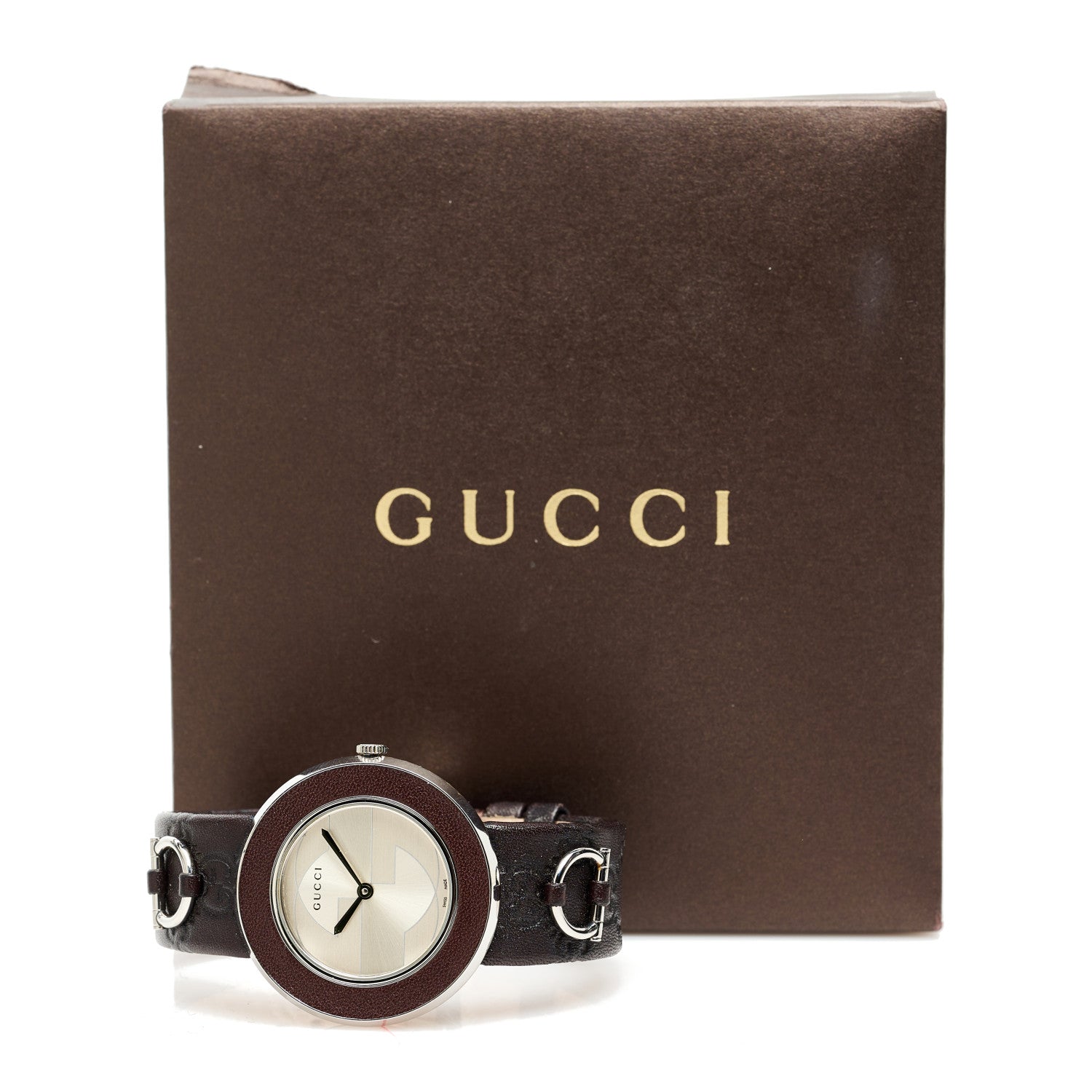 Gucci Stainless Steel Calfskin 35mm U-Play Quartz Watch Brown