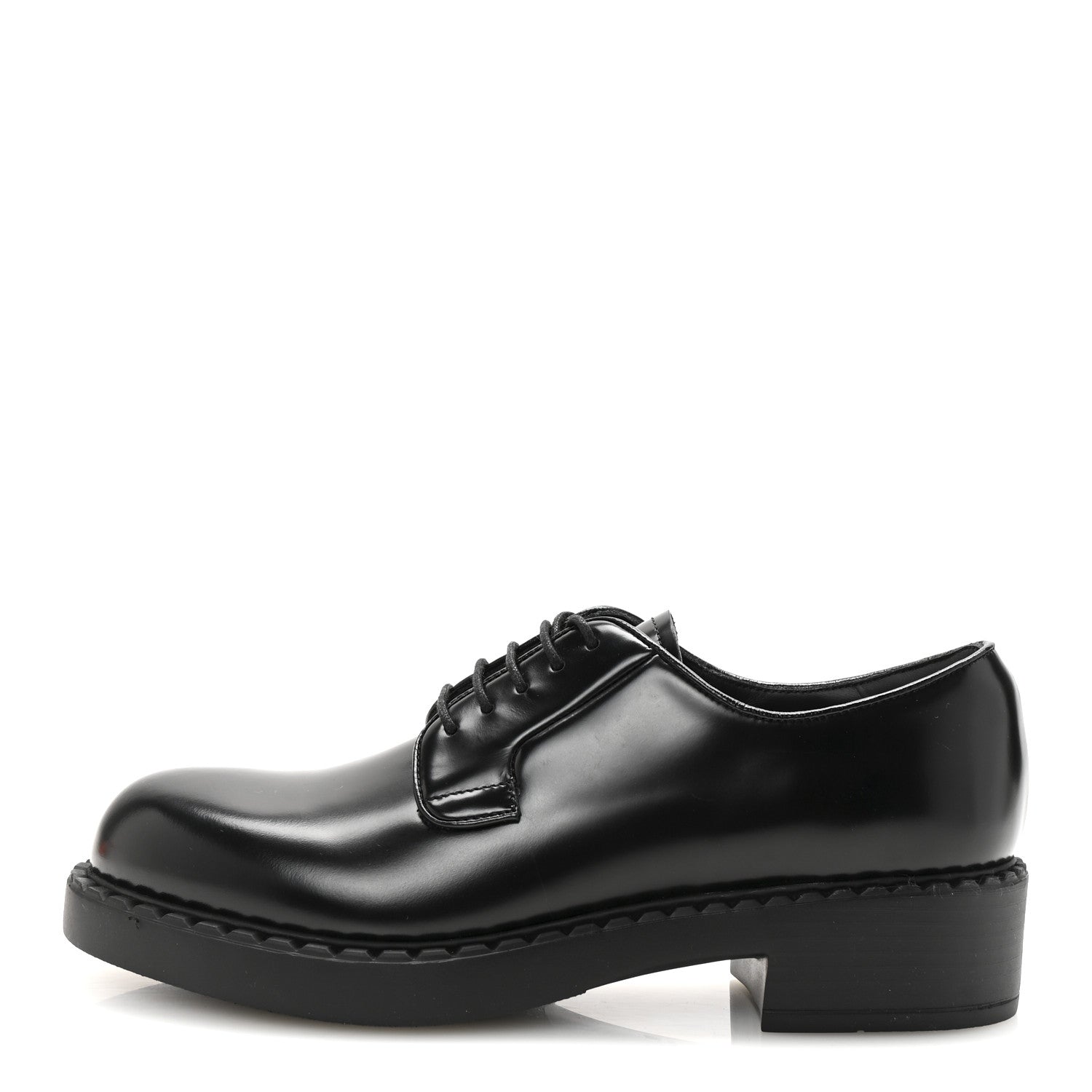 Prada Spazzolato Lace Up 50mm Loafers 39 Black