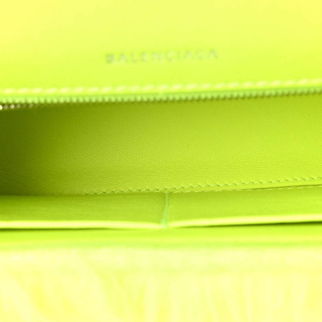 Balenciaga Faux Fur Medium Fluffy Hourglass Top Handle Bag Fluo Yellow