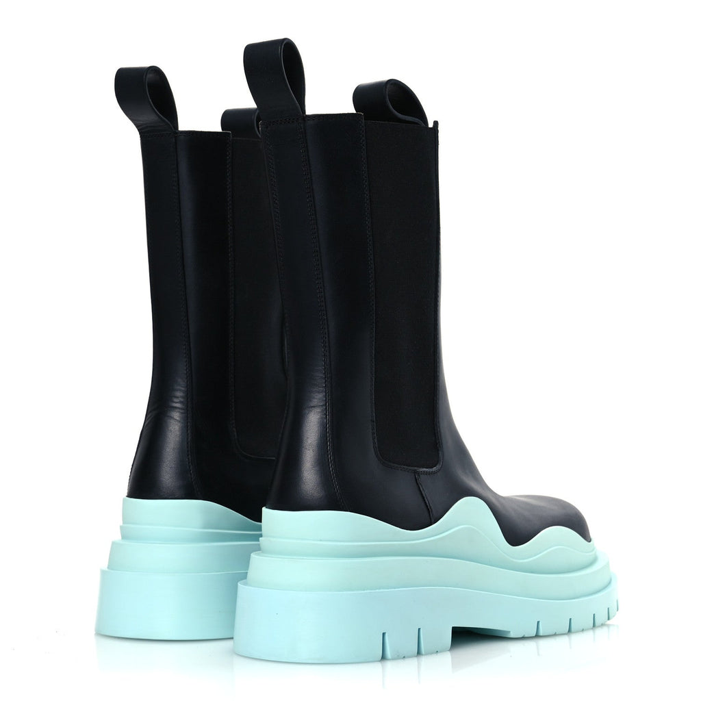 Bottega Veneta Calfskin Womens The Tire Chelsea Boots 39 Black Flannel