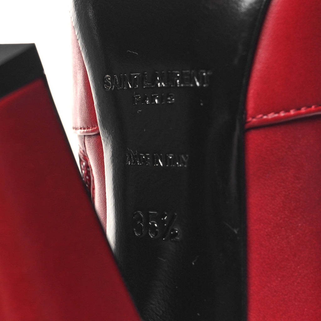 Saint Laurent Calfskin Knee High Skinny Boots 35.5 Opyum Red