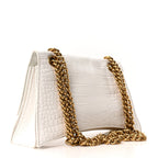Balenciaga Extra Supple Calfskin Crocodile Embossed Small Crush Chain Bag Optic White