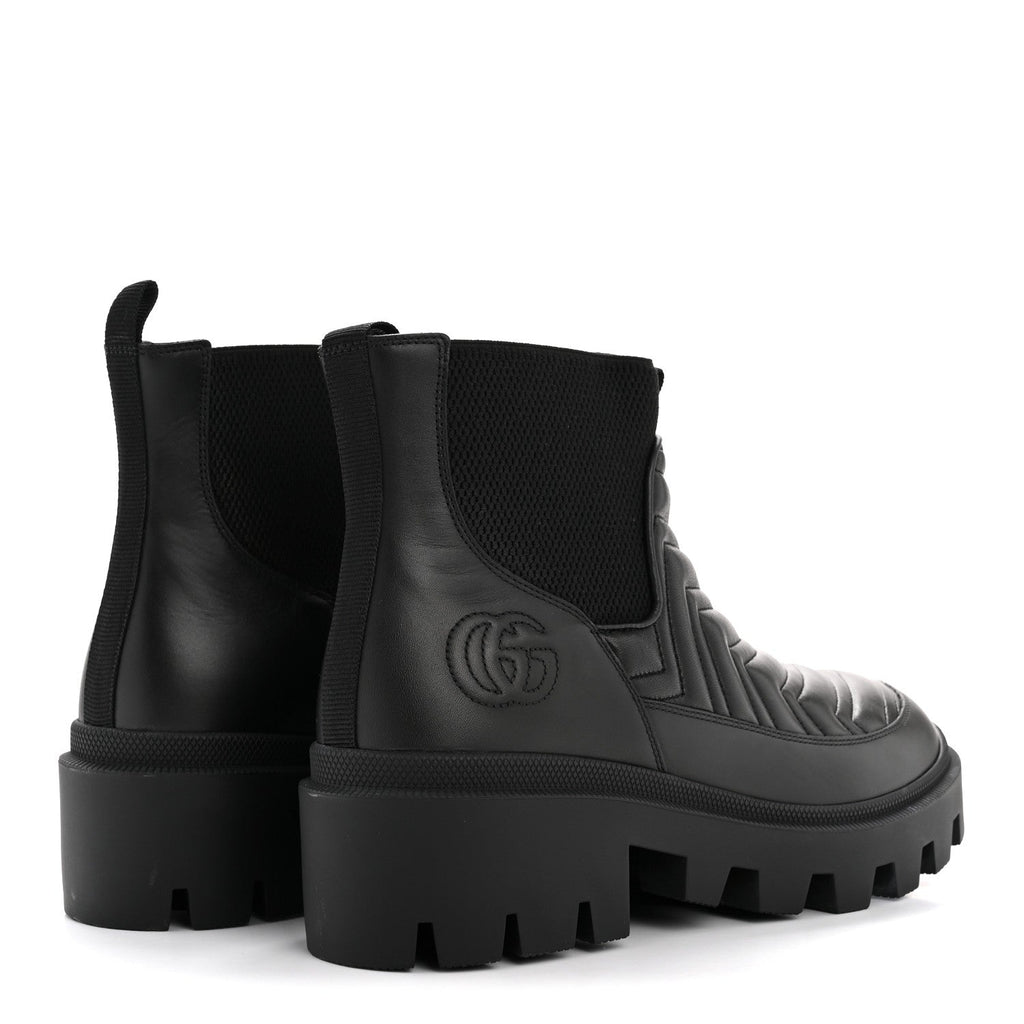Gucci Calfskin Nappa Matelasse Frances Chelsea Boots 41 Black