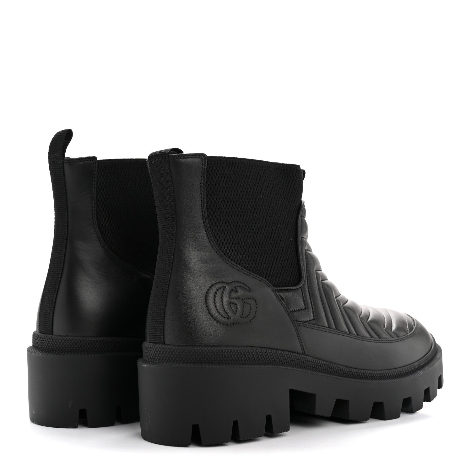 Gucci Calfskin Nappa Matelasse Frances Chelsea Boots 41 Black