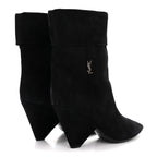 Saint Laurent Kid Scamosciato Niki 85 Wedge Booties 39.5 Black