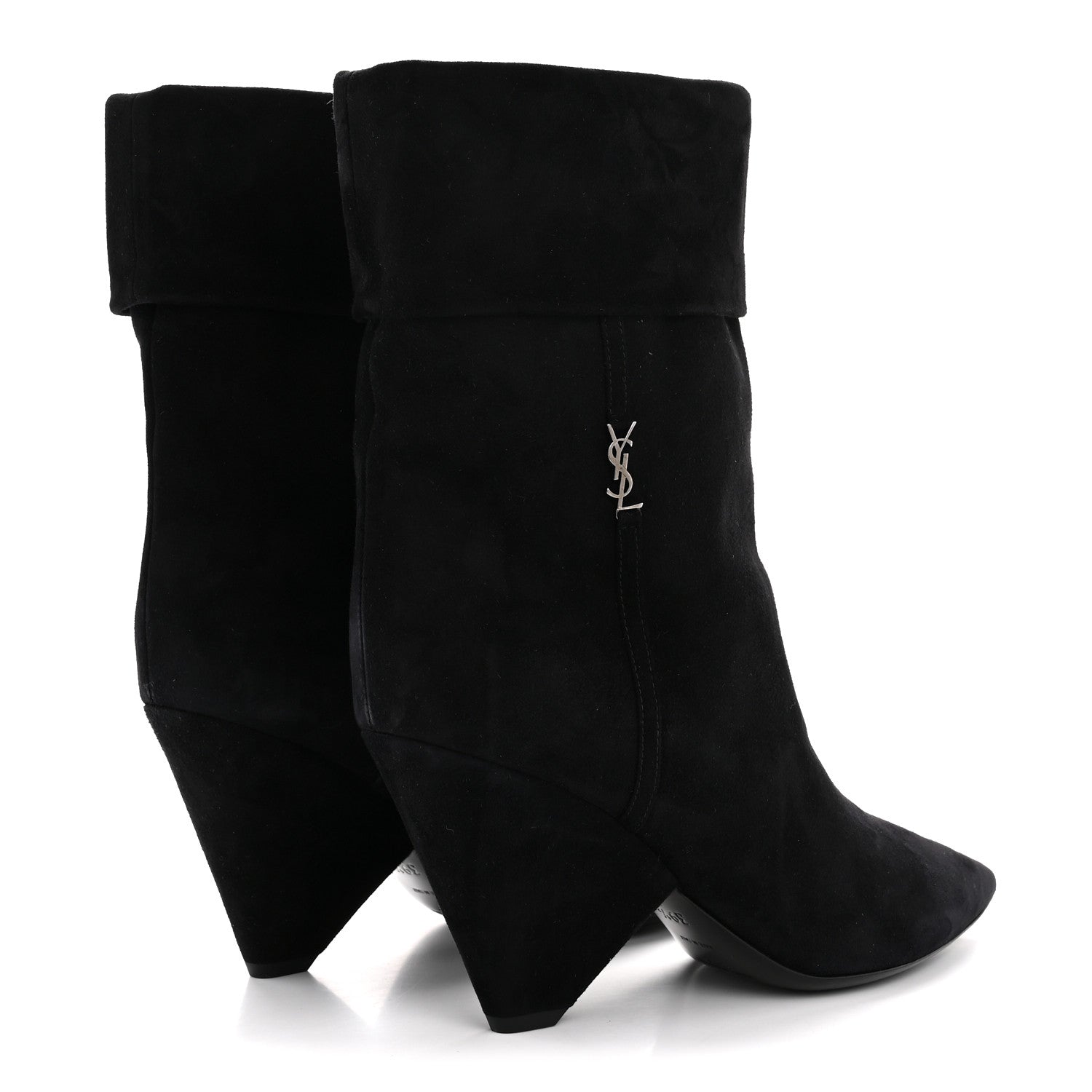 Saint Laurent Kid Scamosciato Niki 85 Wedge Booties 39.5 Black