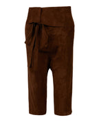 Saint Laurent Womens Cropped Suede Droped Shorts 34 Brown