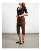 Saint Laurent Womens Cropped Suede Droped Shorts