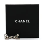 Chanel Metal Crystal Pearl Coco CC Earrings Silver