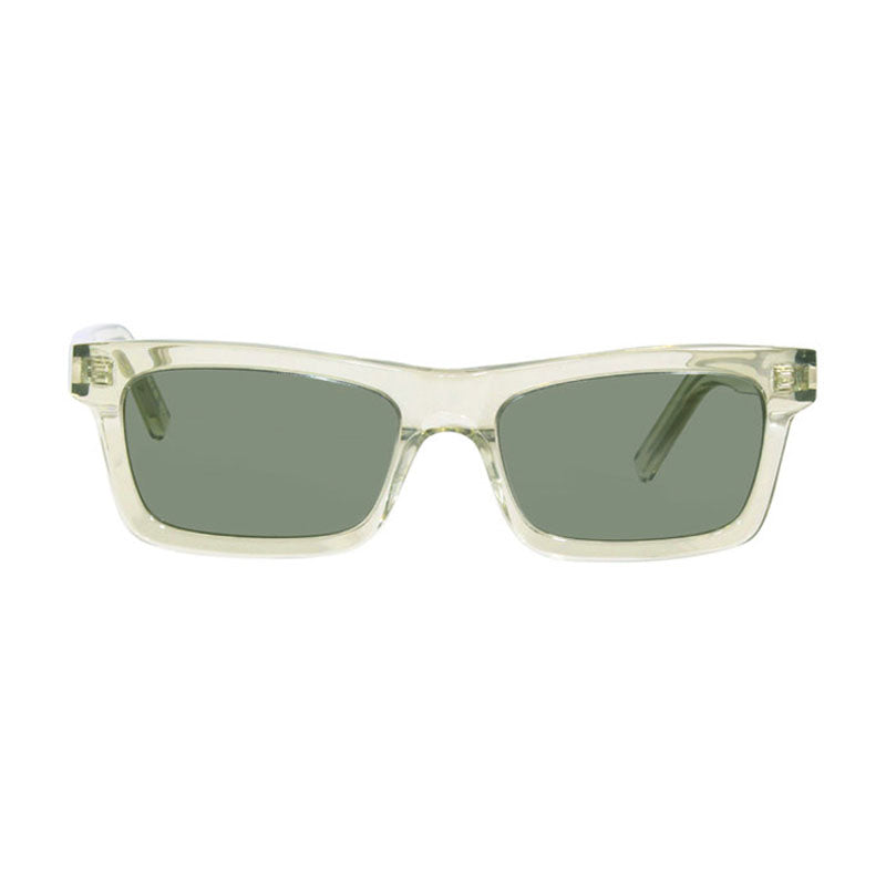Saint Laurent Sunglasses Rectangle Full Rim, Shiny Black Frame and Solid Blue Lens SL461BETTY009