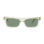 Saint Laurent Sunglasses Rectangle Full Rim, Shiny Black Frame and Solid Blue Lens SL461BETTY009