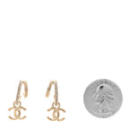 Chanel Crystal CC Double Hoop Earrings Gold