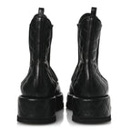 Chanel Lambskin Patent CC Cap Toe Quilted Short Platform Boots 39.5 Black