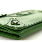 Balenciaga Agneau Classic Hardware Money Wallet Vert Poker