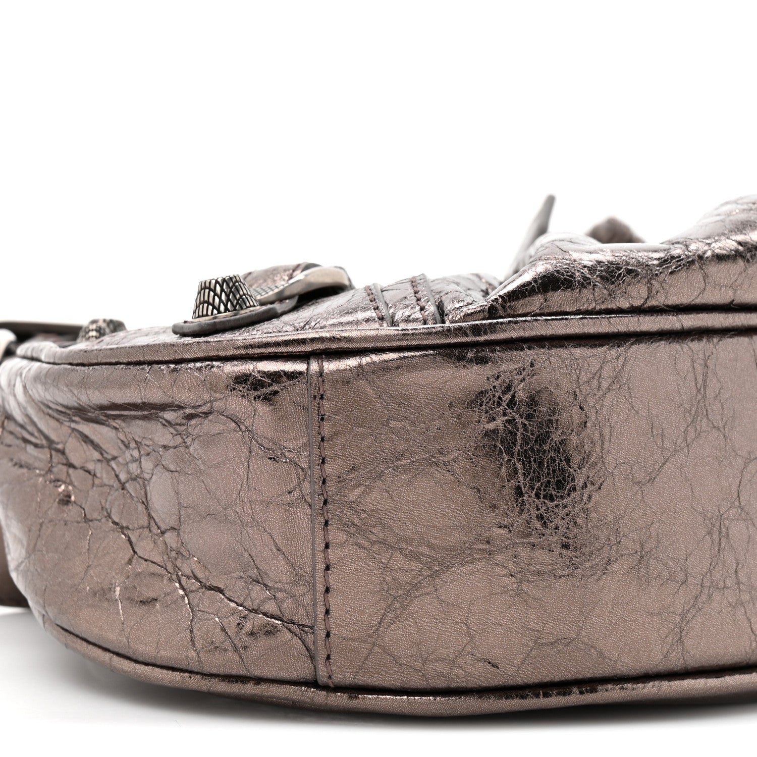 Balenciaga Metallic Agneau Arena Le Cagole Shoulder Bag XS Dark Bronze