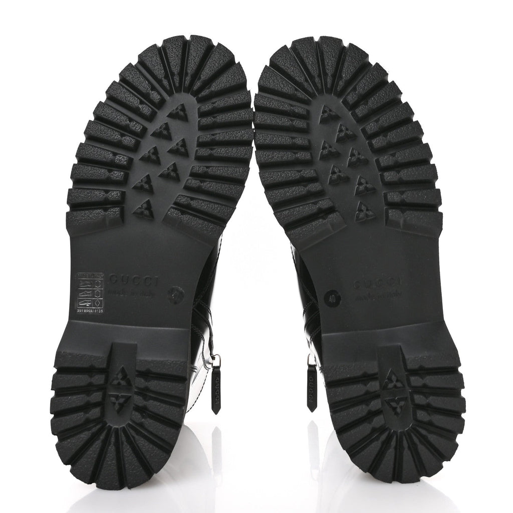 Gucci Spice Lux Nappa Web Combat Boots 40 Black