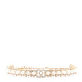 Chanel Strass Crystal Studded Pearl CC Choker Necklace Gold Pearly White