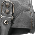 Balenciaga Chevre Silver Metallic Edge Hardware Mini City Bleu Acier