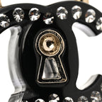 Chanel Metal Resin Crystal Pearl CC Lock Drop Earrings Gold Black