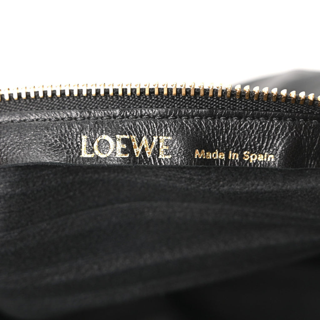 Loewe Lambskin Pleated Bracelet Pouch Shoulder Bag Black