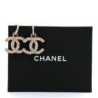 Chanel Crystal Pearls CC Drop Earrings Light Gold
