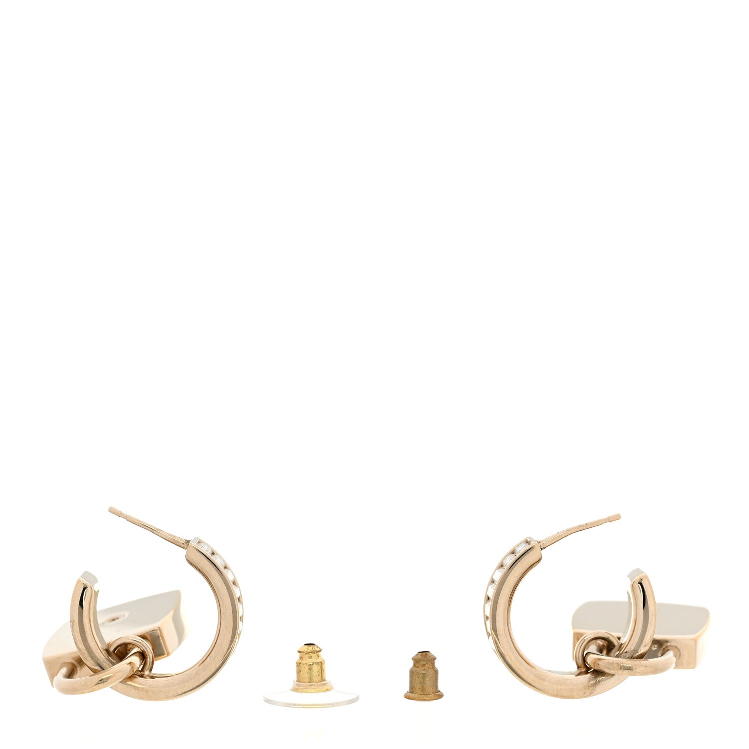 Chanel Pearl Crystal Baguette No 5 Lock Drop Earrings Gold Pearly White