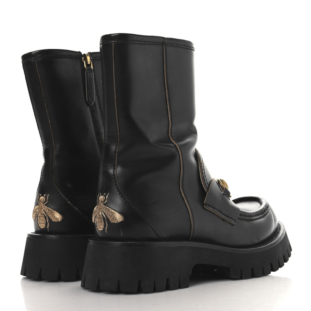 Gucci Cordovan Lux Womens Harald Horsebit 25mm Platform Boots 36 Black