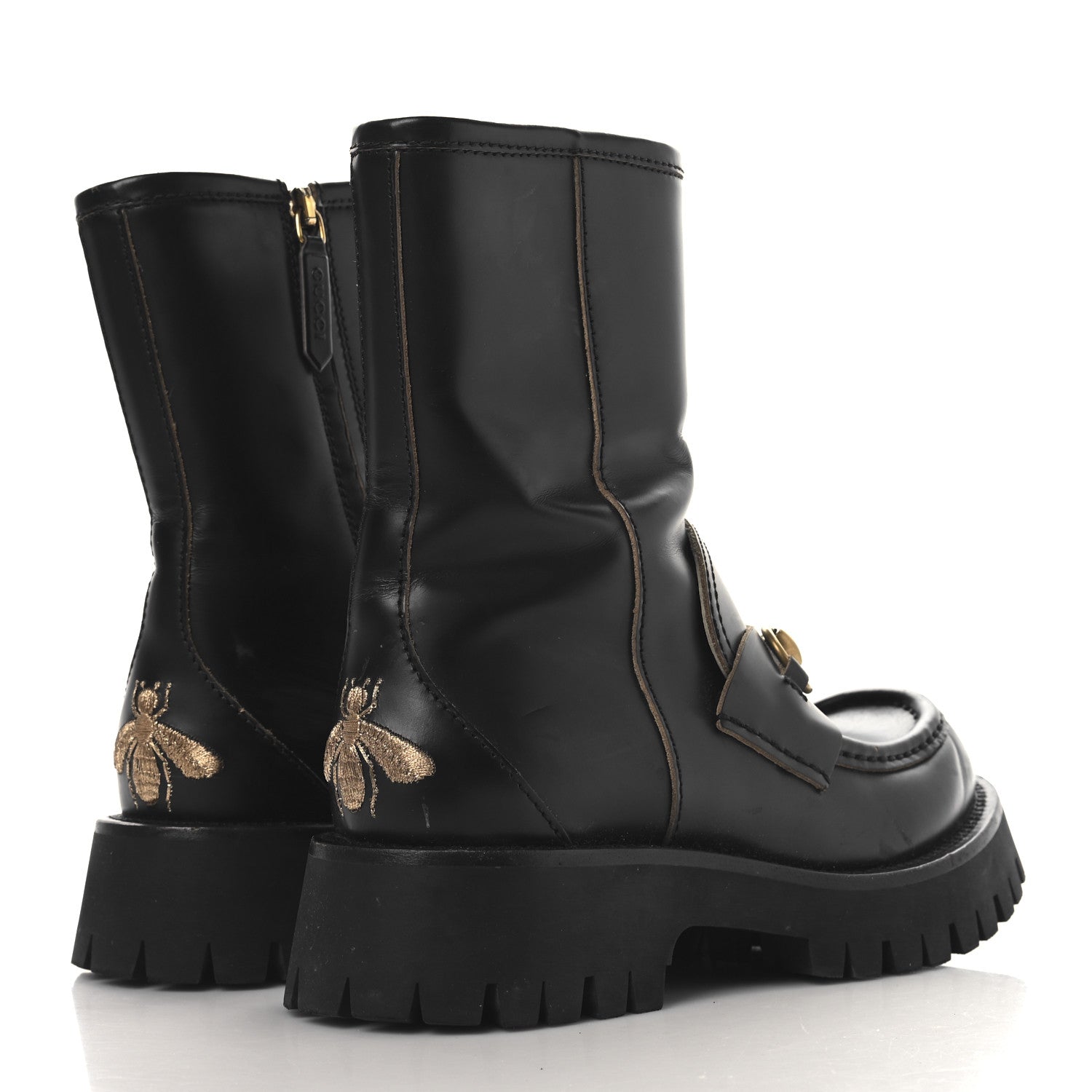 Gucci Cordovan Lux Womens Harald Horsebit 25mm Platform Boots 36 Black