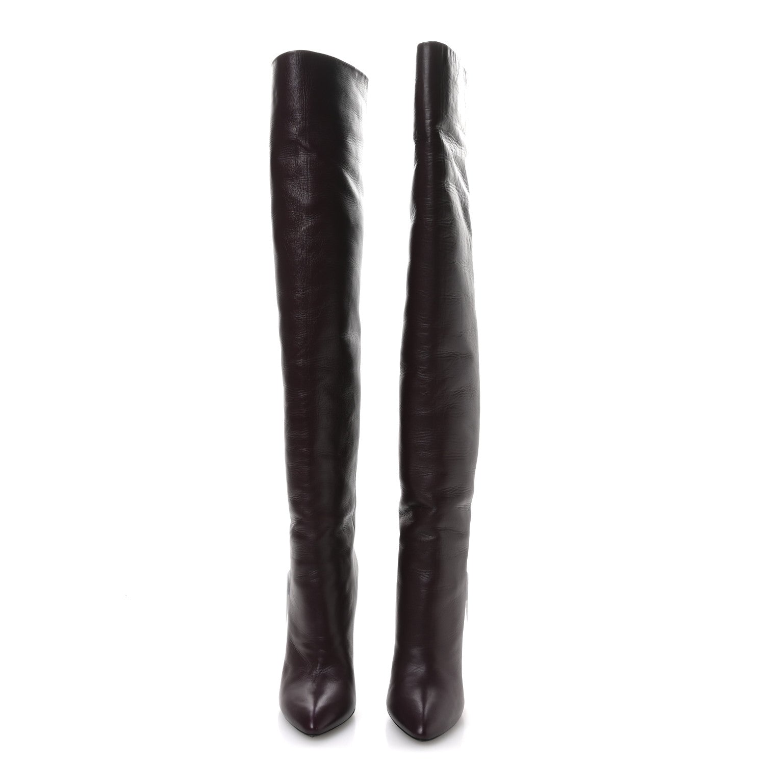 Saint Laurent Calfskin Kiki 110mm Over The Knee Boots 36.5 Dark Violet