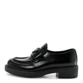 Prada Spazzolato Metal Triangle Logo 50mm Loafers 36.5 Black
