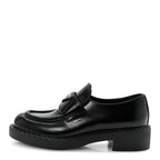 Prada Spazzolato Metal Triangle Logo 50mm Loafers 36.5 Black