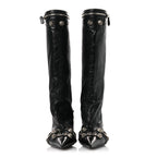 Balenciaga Agneau Arena Spiked Cagole 50mm Wide Boots 36 Black