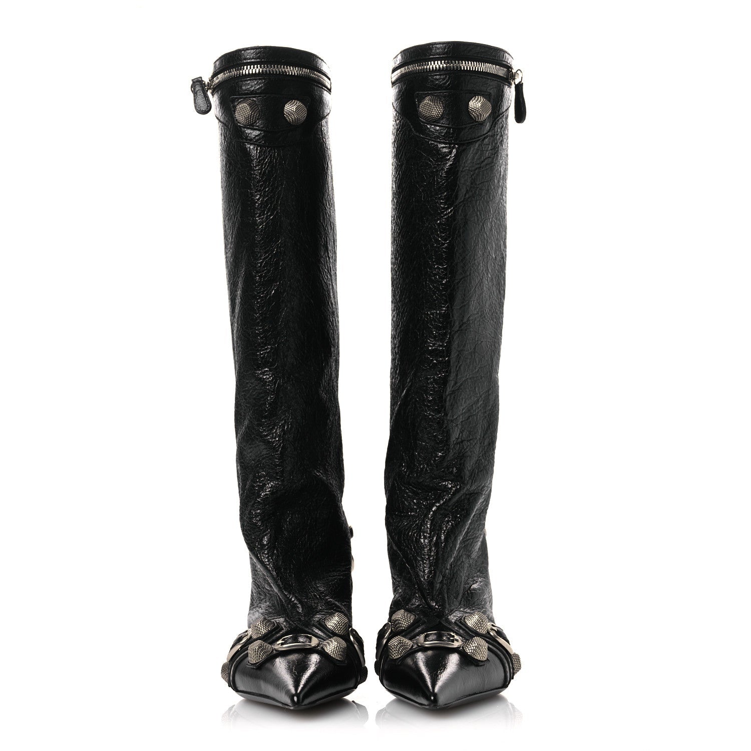 Balenciaga Agneau Arena Spiked Cagole 50mm Wide Boots 36 Black