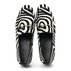 Gucci Pony Hair Zebra Print Womens Horsebit Moccasin Loafers 37.5 Black White