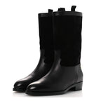 Chanel Suede Calfskin CC Short Boots 37 Black