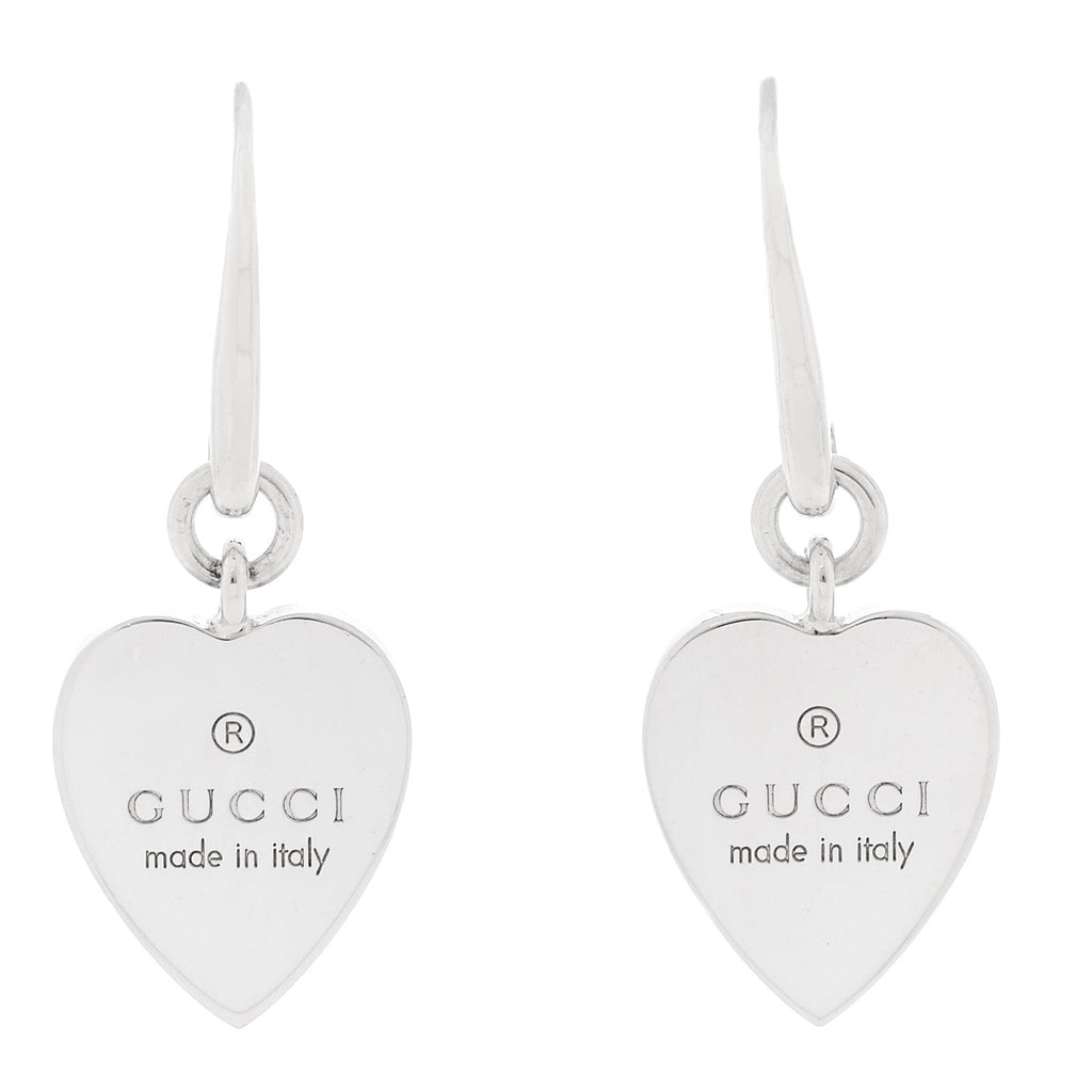 Gucci Sterling Silver Trademark Heart Drop Earrings
