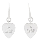 Gucci Sterling Silver Trademark Heart Drop Earrings